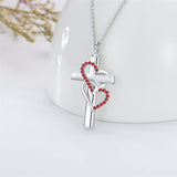 Sterling Silver Birthstone Cross Urn Necklace for Ashes