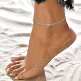 Sterling Silver Diamond Cut 3mm Round Birthstone Single Layer Anklet