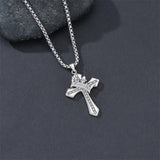 Sterling Silver Cross Christian Pendant Necklace for Men