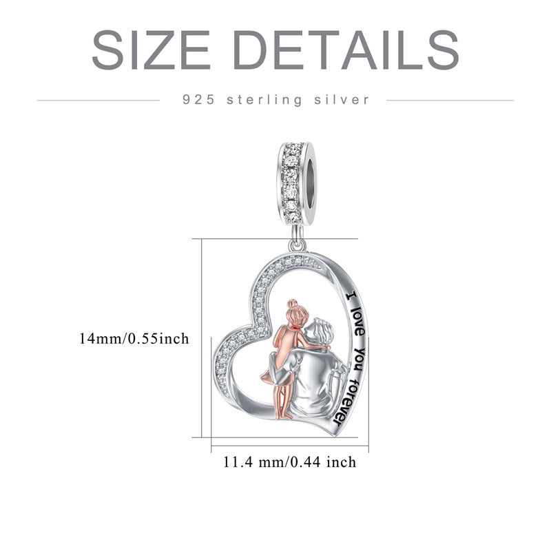 Sterling Silver Father Daughter Mother Daughter Charm Beads