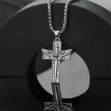 Sterling Silver Cross Christian Pendant Necklace for Men