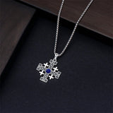 Sterling Silver Jerusalem Cross Pendant Necklace for Men