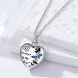 Sterling Silver Cubic Zirconia Dragonfly Heart Urn Necklaces for Ashes