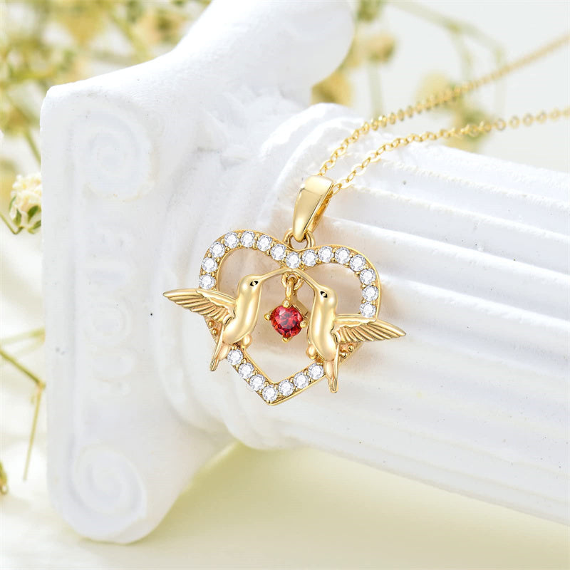 14K Gold Hummingbird Pendant Necklace