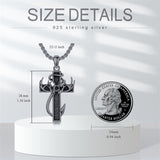 Sterling Silver Fish Hook Cross Pendant Necklace for Men