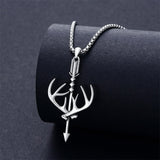 Sterling Silver Cross Deer Antler Fish Hook Hunting Pendant Necklace for Men