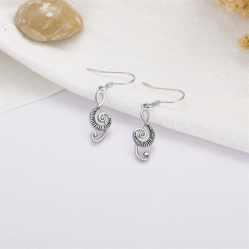 Sterling Silver Music Paino Dangle Earrings