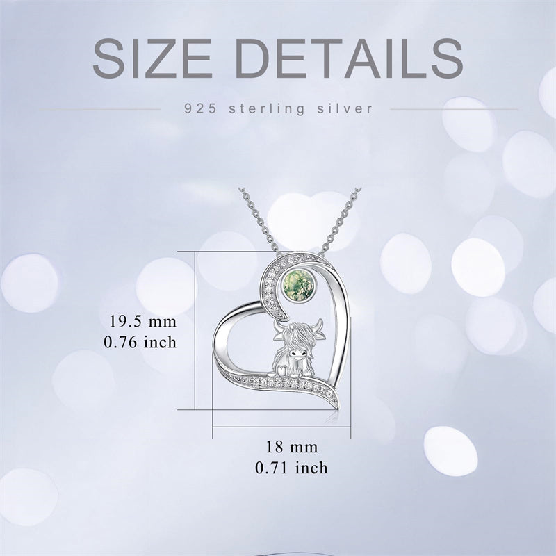Sterling Silver Highland Cow Pendant Necklace