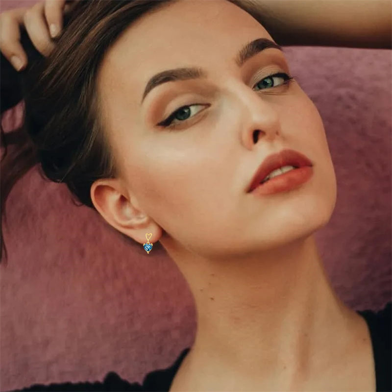 14K Gold Natural London Blue Topaz Stud Earrings