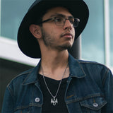 Sterling Silver Fish Hook& Antler Duck Pendant Necklace for Men