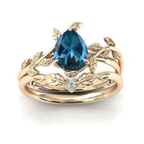 Sterling Silver 10K 14K 18K Gold 1ct Pear Shaped Gemstone Gemstone Engagement Ring Wedding Ring Sets