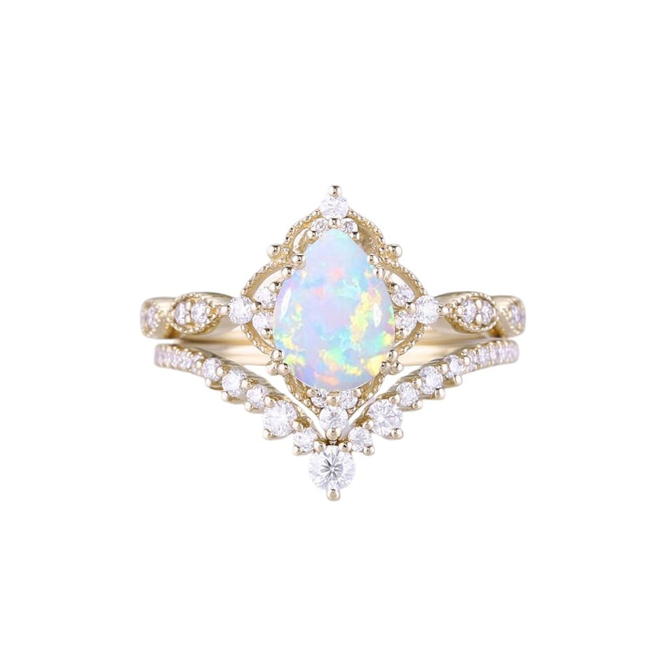 Sterling Silver 10K 14K 18K Gold Pear Shaped Gemstone Engagement Ring