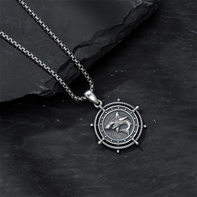 Sterling Silver Shark Pendant Necklace