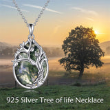 Sterling Silver Moss Agate Tree of Life Pendant Necklace