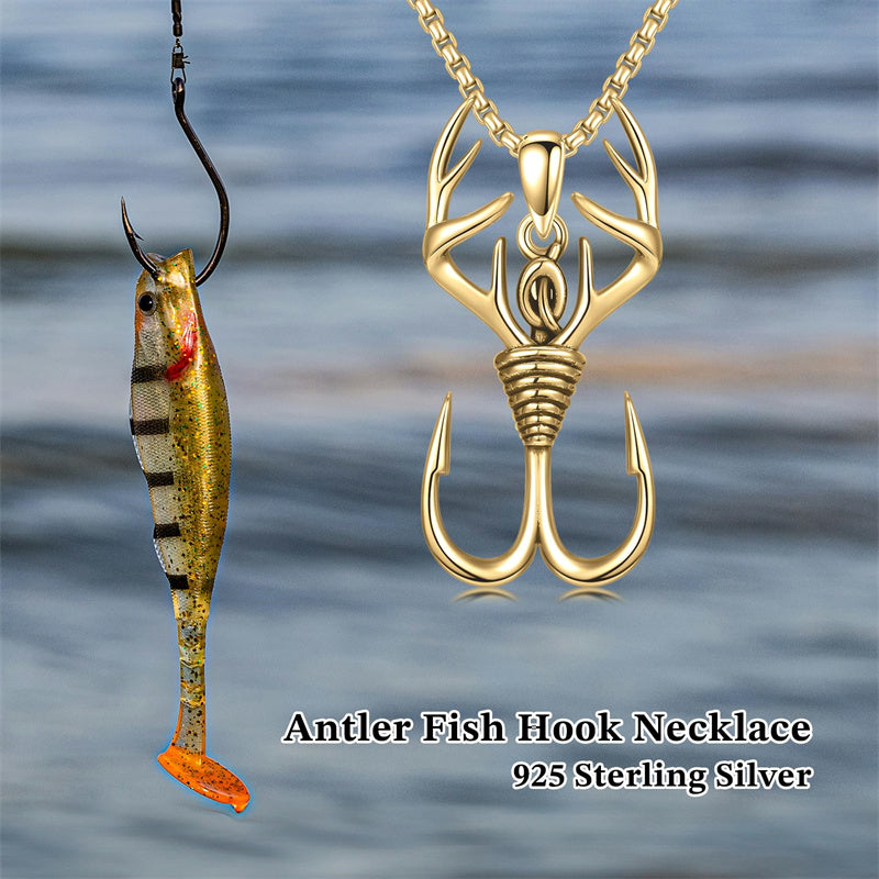 Sterling Silver Antler Pendant Necklace for Men