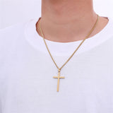 Sterling Silver Cross Pendant Necklace with 3.0mm Stainless Steel Cuban Chain