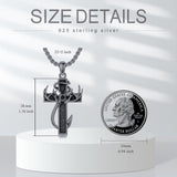 Sterling Silver Deer Antler Fish Hook & Cross Urn Necklace for Ashes