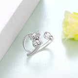 Sterling Silver Birthstone AdjustableHighland Cow Ring