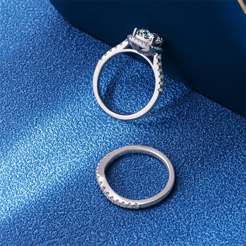 Sterling Silver Moissanite Wedding Ring Set for Women