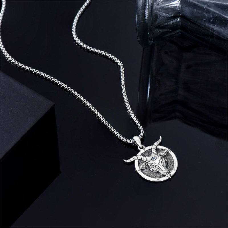 Sterling Silver Lion Tiger Satanic Goat Owl Scorpion Eagles Deer Pendant Necklace for Men
