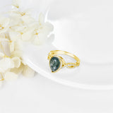 Sterling Silver Natural Moss Agate Engagement Ring
