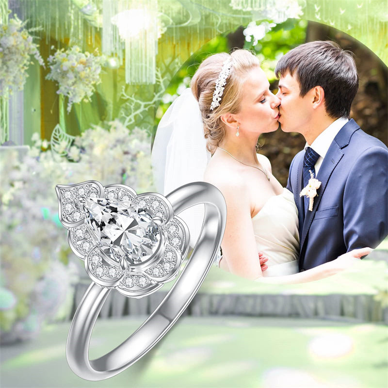 Sterling Silver Personalized Engraved Moissanite Engagement Wedding Anniversary Ring