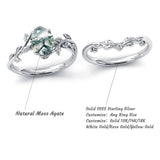 Sterling Silver Natural Moss Agate Blue Sandstone Opal Set Ring