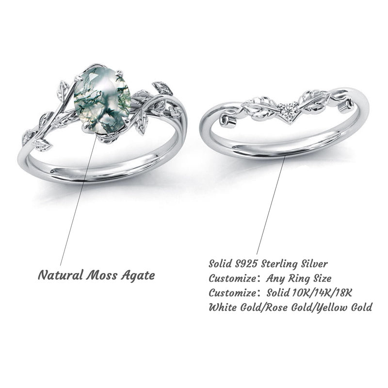 Sterling Silver Natural Moss Agate Blue Sandstone Opal Set Ring