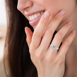 Sterling Silver Heart Natural Moss Agate Engagement Wedding Promise Ring  for Women