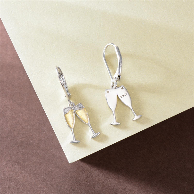 Sterling Silver Champagne Leverback Earrings
