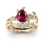 Sterling Silver 10K 14K 18K Gold 1ct Pear Shaped Gemstone Gemstone Engagement Ring Wedding Ring Sets