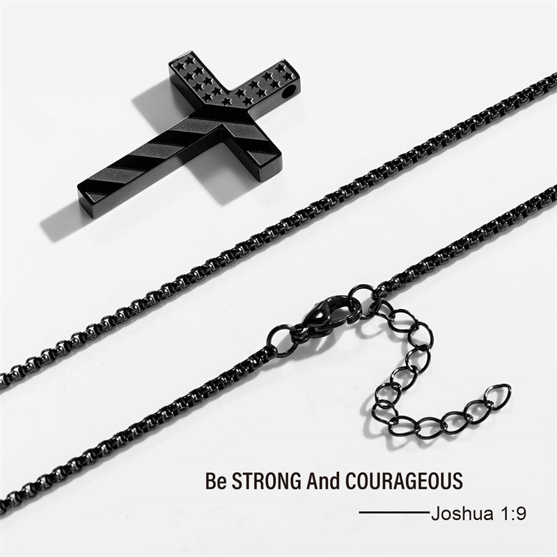 Stainless Steel Bible Verse Religious Cross Necklace for Men