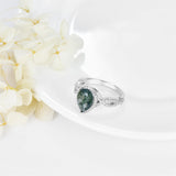 Sterling Silver Natural Moss Agate Engagement Ring