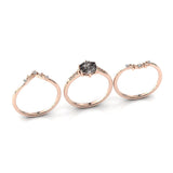 Sterling Silver 10K 14K 18K Personalized Engraved 2CT Natural Black Rutilated Quartz Engagement Ring Set