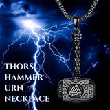 Sterling Silver Thors Hammer Urn Necklace for Ashes