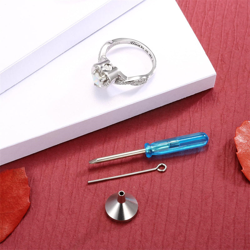 Sterling Silver Heart Urn Ring for Ashes Engraved With Always in My Heart