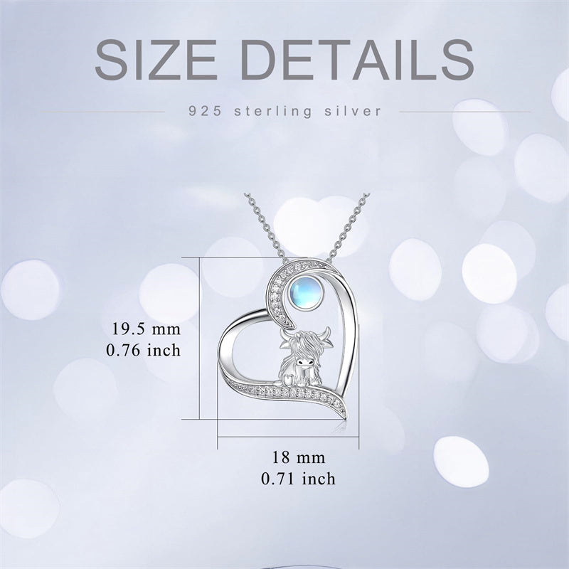 Sterling Silver Highland Cow Pendant Necklace
