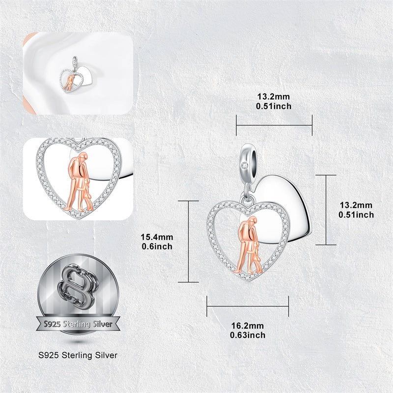 Sterling Silver Personalized Engraved Father-Daughter Charm Beads