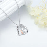 Sterling Silver Heart Father Daughter Pendant Necklace for Daughter
