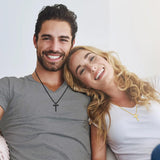 Sterling Silver Cross Pendant Necklace with Stainless Steel 2.0mm Rope Chain