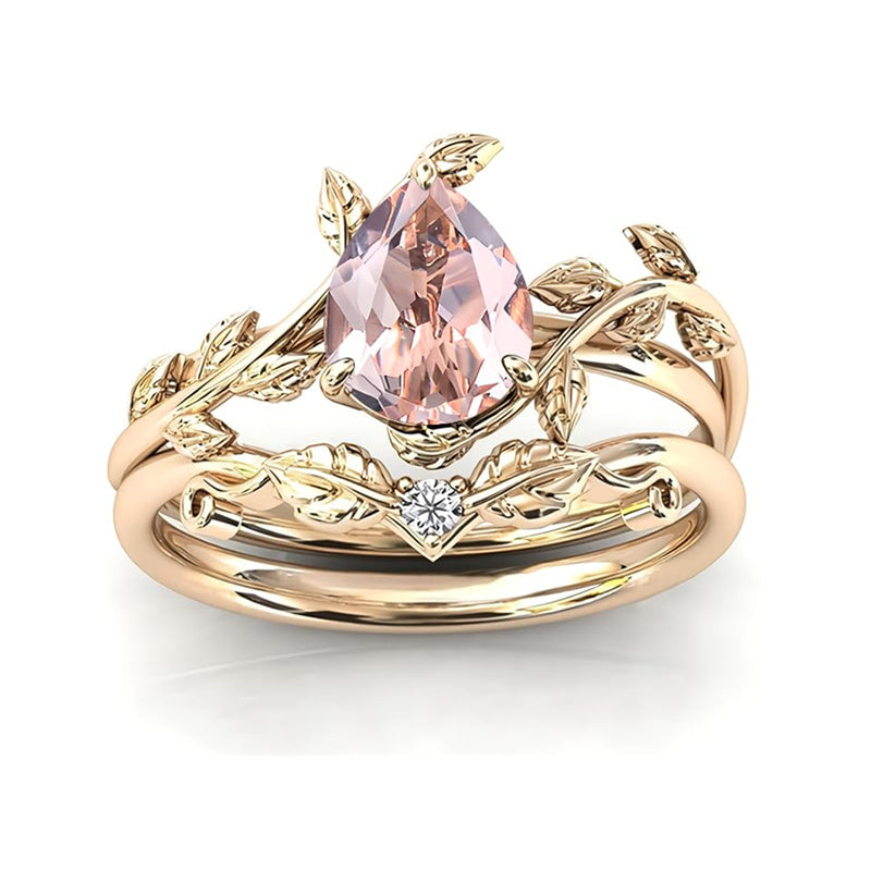 Sterling Silver 10K 14K 18K Gold 1ct Pear Shaped Gemstone Gemstone Engagement Ring Wedding Ring Sets