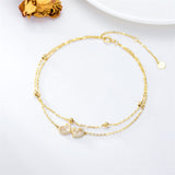 14K Gold Heart Layered Anklet