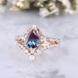 Sterling Silver 10K 14K 18K Gold Pear Shaped Gemstone Engagement Ring