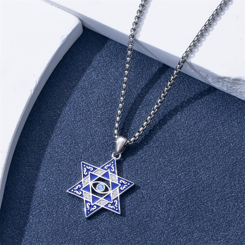 Sterling Silver Star of David, Evil Eye, Tree of Life, Cross Lion, Chai Pendant Necklace