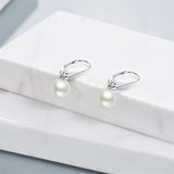 Sterling Silver Pearl Leverback Earrings