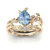 Sterling Silver 10K 14K 18K Gold 1ct Pear Shaped Gemstone Gemstone Engagement Ring Wedding Ring Sets