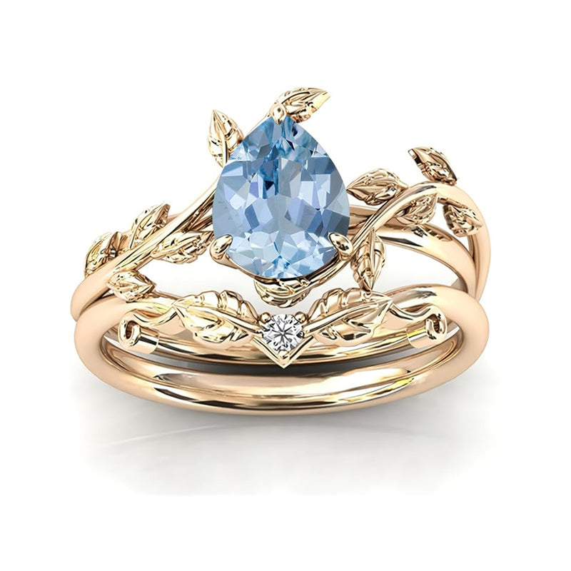 Sterling Silver 10K 14K 18K Gold 1ct Pear Shaped Gemstone Gemstone Engagement Ring Wedding Ring Sets