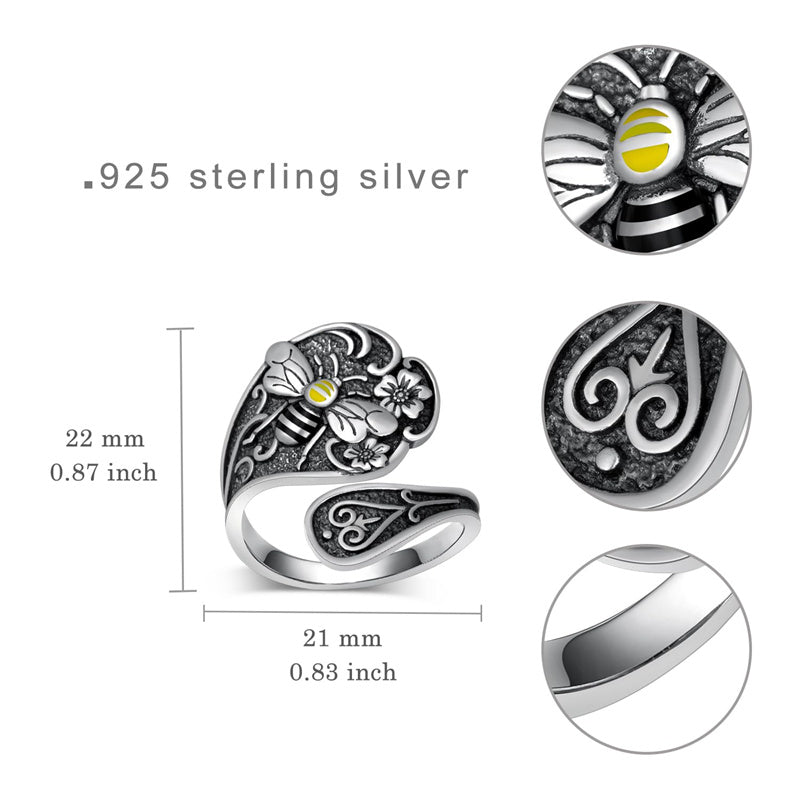 Sterling Silver Hummingbird Butterfly Bee Red Cardinal Pink Flamingo Adjustable Spoon Ring