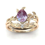 Sterling Silver 10K 14K 18K Gold 1ct Pear Shaped Gemstone Gemstone Engagement Ring Wedding Ring Sets