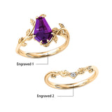 Sterling Silver Coffin Shap Vintage Gemstone Set Engagement Ring